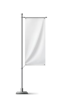 Blank banner pole on a white background photo