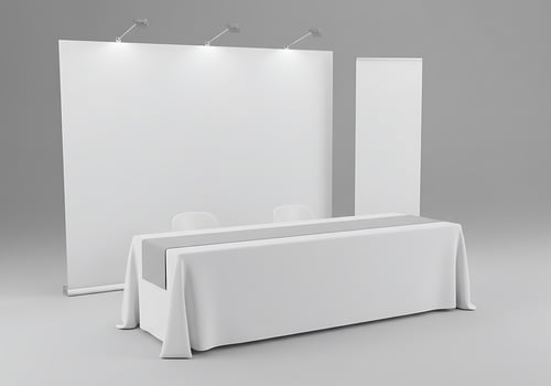 3d mock up of a white table and chairs photo