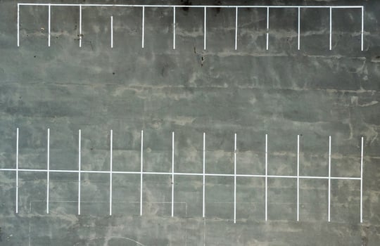 Top down view empty parking lots. photo