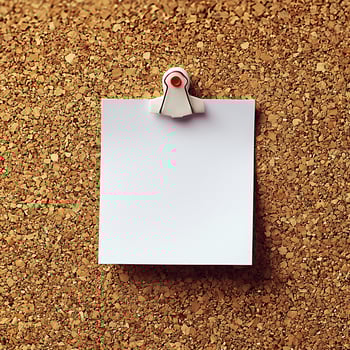 Blank Note Paper Attached to a Corkboard Using a Red Push Pin photo