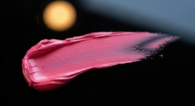 Pink lipstick smear with shimmer on a dark background photo