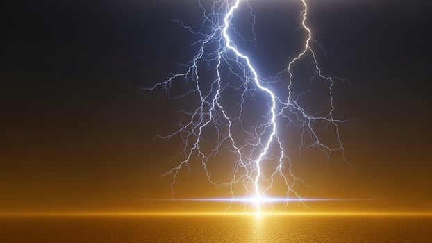 Lightning strike over the ocean photo