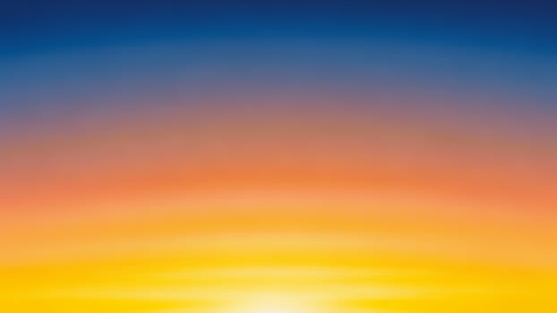 A sunset over the ocean with a blue sky and orange clouds photo