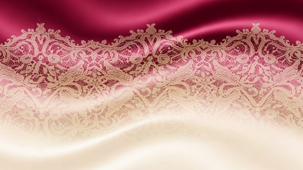 A red and gold silk background with an ornate pattern photo