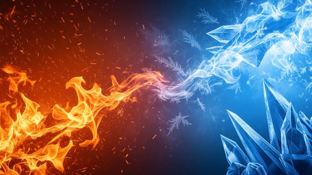 Two different colors of ice and fire photo