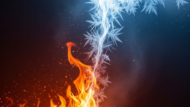 Fire and ice on a black background photo