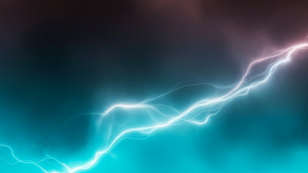 Lightning bolt on a dark blue background photo