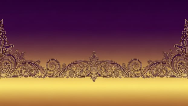 Golden border with ornate design on purple background photo