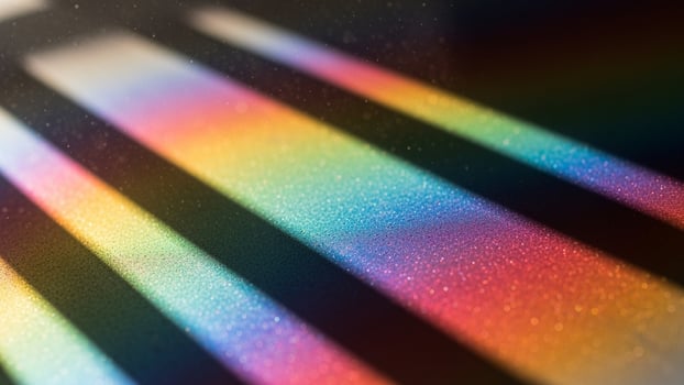 A rainbow light shining through the window of a building photo