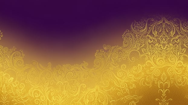 Golden purple background with ornate patterns photo