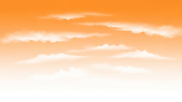 An orange sky with clouds and a white background photo