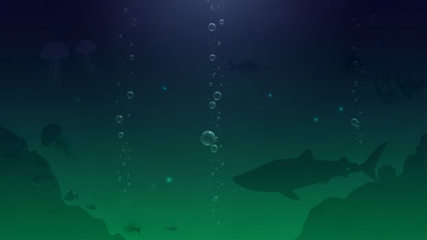 Underwater scene with fish and bubbles photo