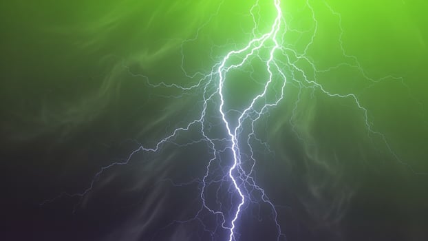 Lightning bolt on a green background photo