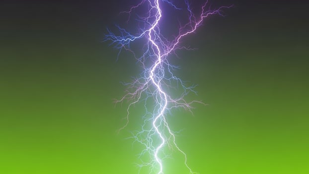 Lightning bolt on green background photo