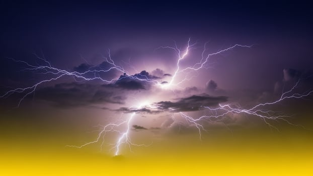 Lightning storm over the clouds photo