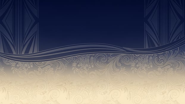 An ornate background with a blue and gold design photo