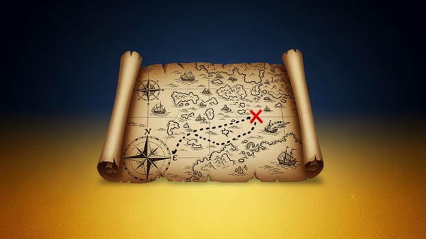 An old scroll with a red x on it photo
