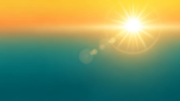Sun shining over the ocean with a blue sky photo
