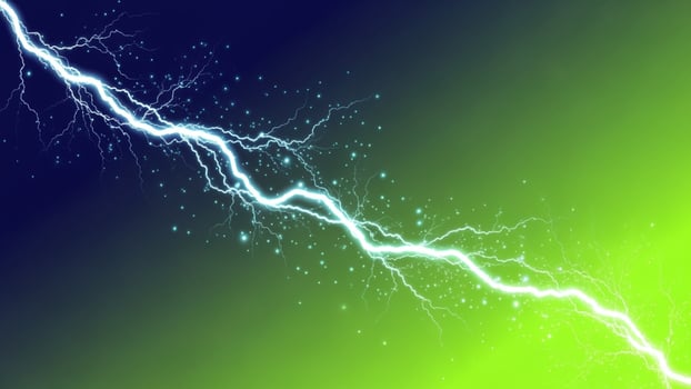 A lightning bolt is shown on a green and blue background photo