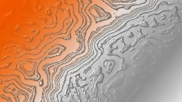 An orange and gray background with a pattern photo