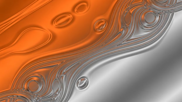 Abstract silver and orange background with waves photo