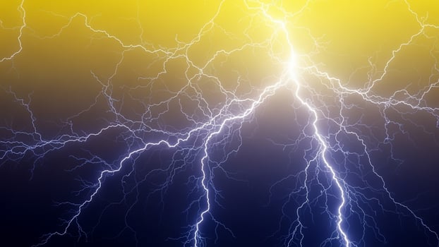 Lightning bolt on yellow background photo
