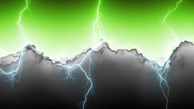 Lightning strike on the green background photo