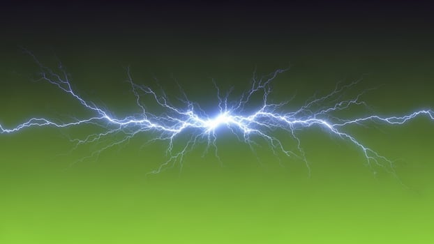 A lightning bolt is shown on a green background photo
