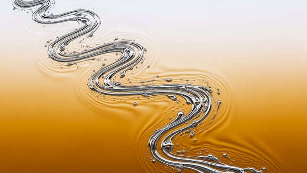 A line of water ripples on a yellow and orange background photo