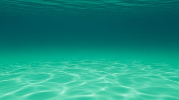 Underwater background with green water and sunlight photo
