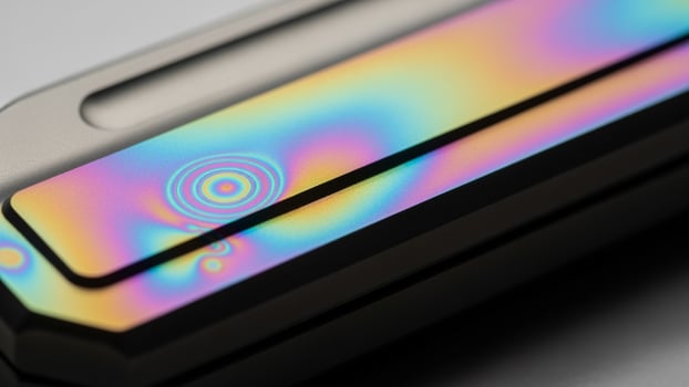 A close up of a colorful object with a rainbow design photo