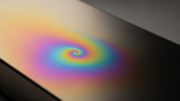 A close up of a rainbow colored object photo