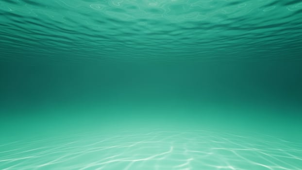 Underwater background with water surface and sunlight photo