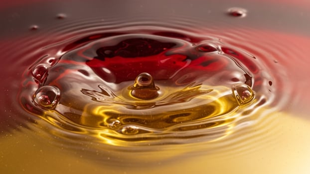 A drop of liquid is falling into a bowl of water photo