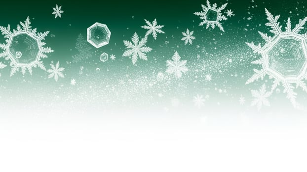 Snowflakes on a green background with a white background photo