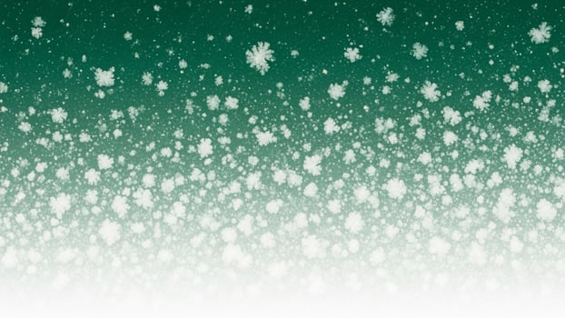 A green background with snow falling from the sky photo