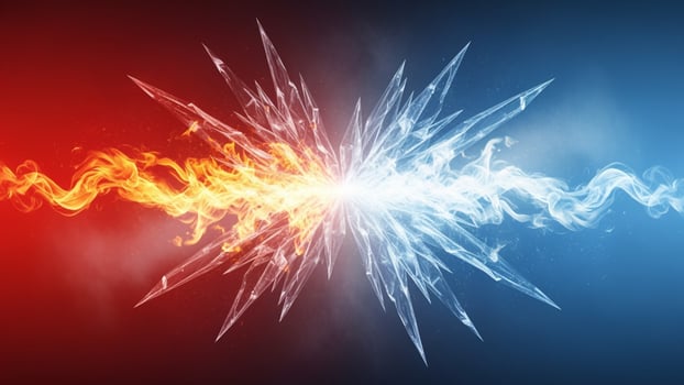 Two different colors of fire and ice photo