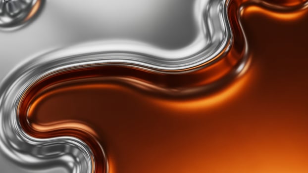 Abstract silver and orange liquid background photo