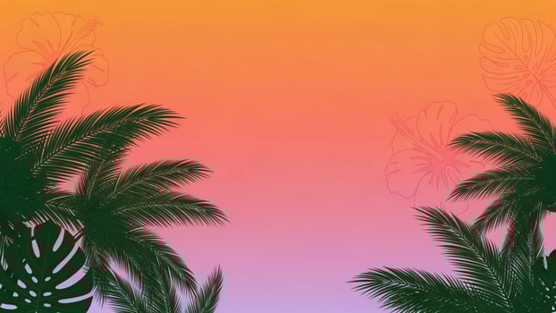 Tropical palm trees on a sunset background photo