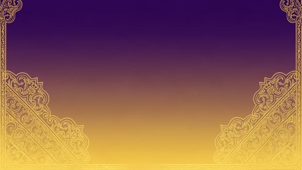Golden frame with purple and gold background photo