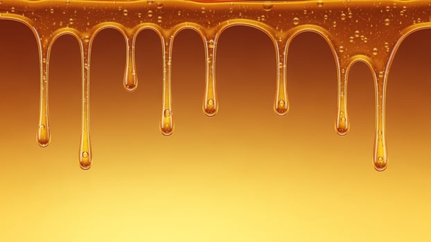 Honey dripping on a yellow background photo