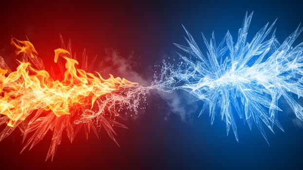 Two fire and ice on a black background photo