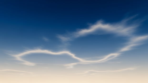 A blue sky with clouds and a heart shape photo