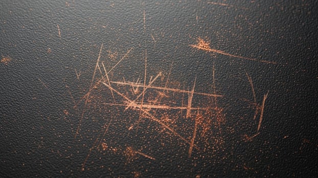 A black leather surface with some scratches and paint photo