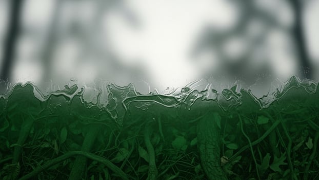 A green grassy field with water droplets on it photo