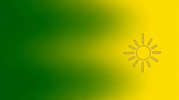 A yellow and green background with a sun on it photo