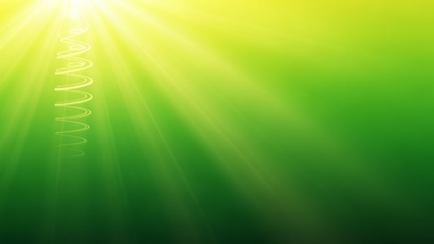A green background with sun rays and rays photo