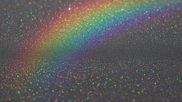 Rainbow in the dark space with stars photo