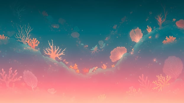 A colorful underwater scene with coral and fish photo