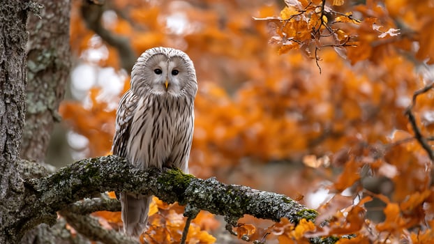 Owl sitting on a tree branch photo